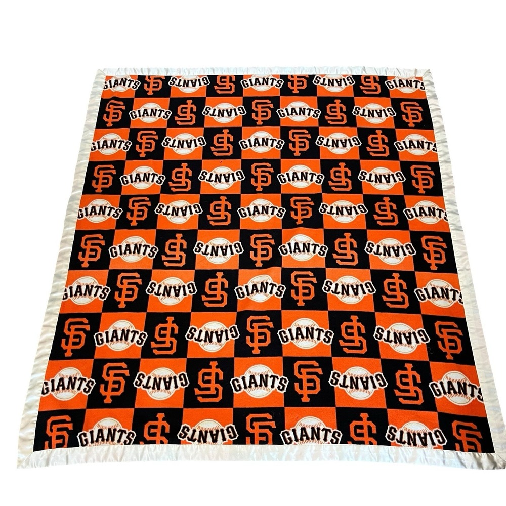 San Francisco Giants MLB Stadium Blanket Throw Fleece Checkered Satin Border
